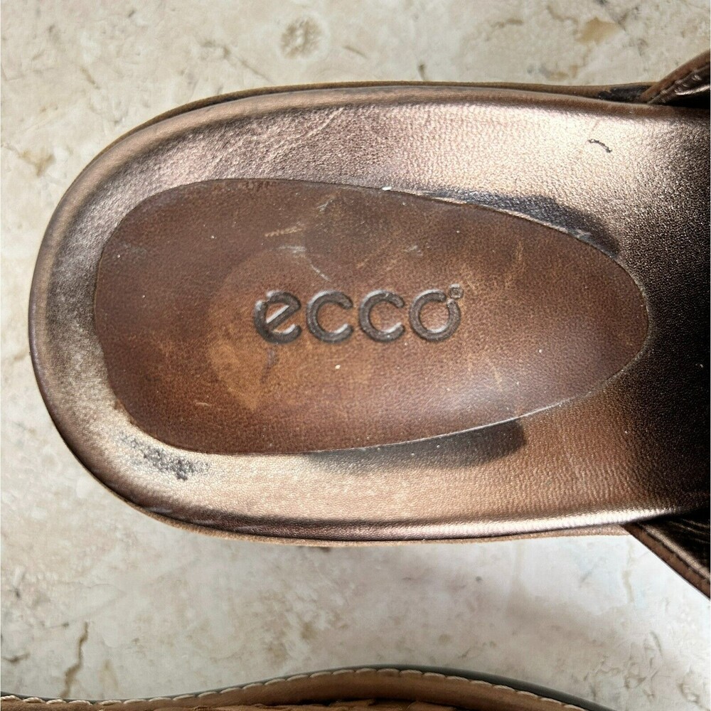 ECCO Clog Shoes 41 US 10 10.5 Tonal Brown Leather Studded Slip On Western Boho - Picture 8 of 10